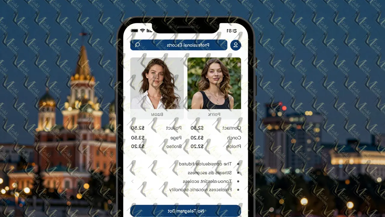 Экран телефона с легальным сервисом эскорт-услуг в Москве, прозрачные цены и реальные фото.